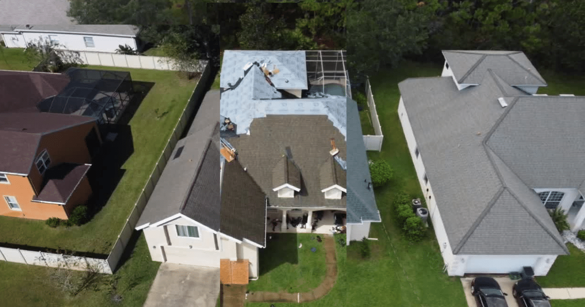 Before and after roof replacement by a local roofer near me in Florida